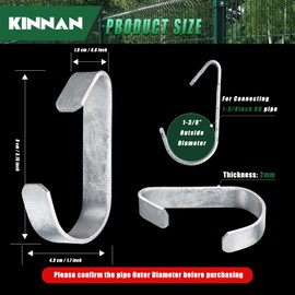 KINNAN 24-Pack 1-3/8'' Galvanized Steel Gate Clips for Chain Link Fence and Kennel Panels Clip Bands, Chain Link Fence Latch Hardware,Fits 1-3/8" OD Pipe,Durable Fence Parts, Easy to use