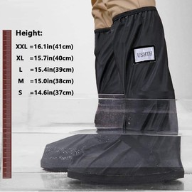 USHTH Black Waterproof Rain Boot Shoe Cover with reflector (1 Pair) (Medium)