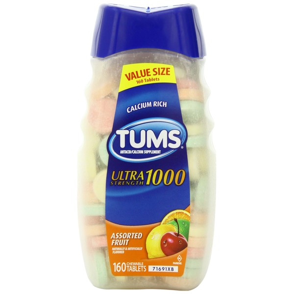Tums Antacid Tablets, Ultra 1000, Assorted Fruit, Value Size 160-Count (Pack of 2)