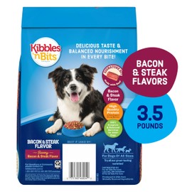 Kibbles 'n Bits Dry Dog Food, Savory Bacon & Steak Flavor for Adult Dogs, 3.5 lb. Bag