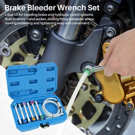 DF DUALFERV Brake Bleeder Wrench Set, 7-12mm 12 Point Brake Fluid Bleeder Kit with Adapter Sockets, including Oil Drain Hose with One-Way Check Valve, Brake Bleeding Tool for Car, Truck, Motorcycle