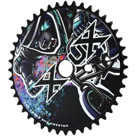 XOUX GRIZZLY 3/32" Alloy Chainring for One-Piece Crank – 44T Single Speed Sprocket for BMX, Cruiser & Old School Bike Builds – Black