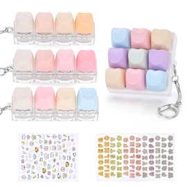 FunisFun 4 PCS Keyboard Fidget Toy, Includes 9-in-1 & 4-in-1 Keyboard Clicker Set with Stickers, Heart Shape Detachable Clicker Fidget Toy for Adults Valentine's Day Decompression (Macaron, 4Pack)