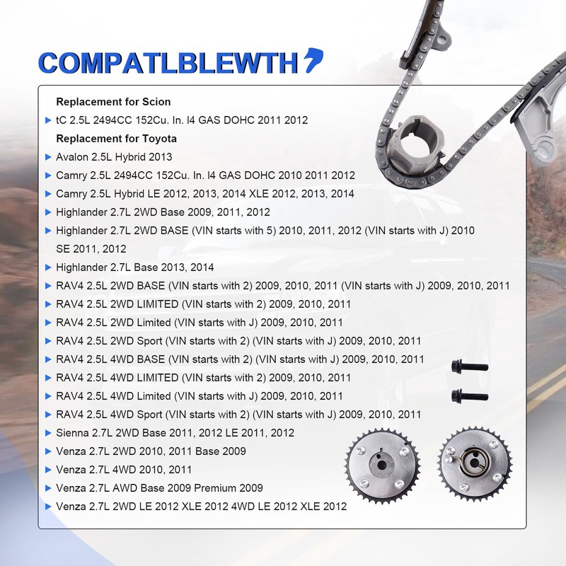 Timing Chain Kit with VVT Sprocket for 2009-2014 Toyota Camry,