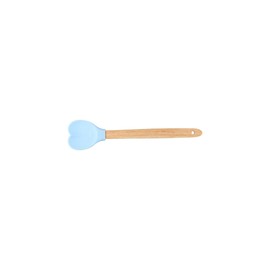 1Pc Heart Shaped Silicone Spatulas Wood Spoon Baking Spatula with Wooden Handle for Mixing Cooking, Baking, Stirring, Serving(blue)
