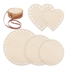 Pack of 7 Wooden Base for Crocheting, Basket Base for Crocheting, Bag Base, Crochet Natural Wood Basket Base, DIY Basket Braiding Set with Oval/Round/Heart Shapes, 15-25 cm/5.9-11.81 inches for Crafts