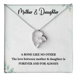 Mother And Daughter Necklace, Mom Necklace For Women, Heart-Shaped Pendant, Sentimental Gift For Mom And Daughter, Present For Mother’s Day, Birthday (Standard Box, 14k White Gold)