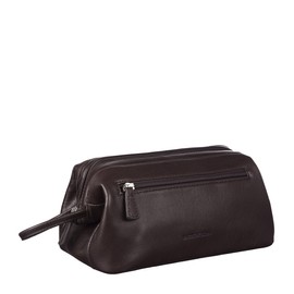 EnzoDesign Brown Cowhide Leather Toiletry Bag