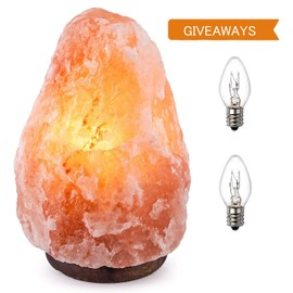 Needs&Gifts Himalayan Salt Lamp with Natural Himalayan Crystal Rock, Hand Crafted Wooden Base from Foothills of The Himalayas, Home Decor, Night Light & Gifts