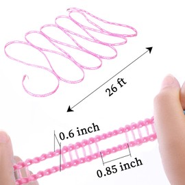 FuninCrea Washing Line 8m, Portable Clothesline with 2pcs Stainless Hooks, Non-Slip and Windproof Clothes Line, Fence-Like Rope Washing Line for Indoor Outdoor Camping Traveling(Pink)