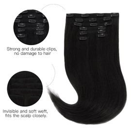 hotbanana Clip-In Hair Extensions, Ombre Walnut Brown to Ash Brown and Bleach Blonde, 35 cm, 120 g, 7 Pieces Clip-in Hair Extensions, Remy Straight Clip-in Hair Extensions