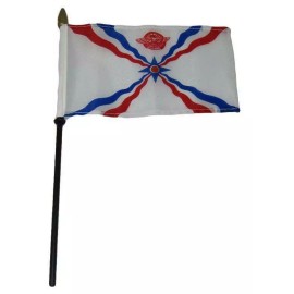 TRADEWINDS Assyria Country 4"x6" Flag Desk Set Table WOODEN Stick Staff