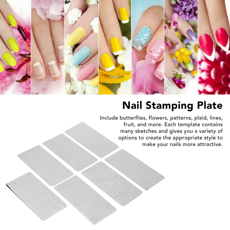 7pcs Nail Stamping Plate Women Nail Art Templates Nail Multi
