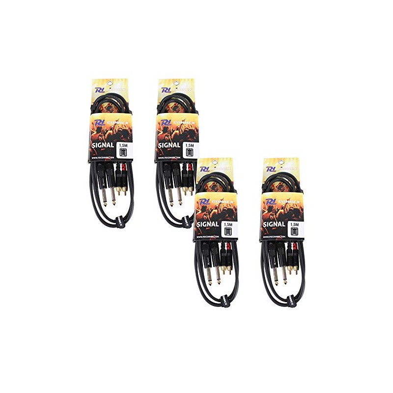 PD Connex 4x 2x 6.35mm Jack Male To 2x RCA