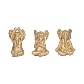 Sagebrook Home Set of 3 Gold Elephant Figurines Metallic Resin Meditation Elephants for Home, Office, Bedroom, and Living Room Decor Gold, 8"