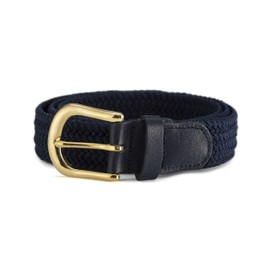 Streeze Mens/Ladies Stretch Belt ─ 30mm Wide with Gold Metal Buckle Elastic Fabric Woven Braided 11 Colours (Navy, 2XL)