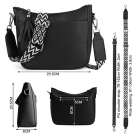 URAQT Women's Shoulder Bag, Small Handbag, Women's Crossbody Bag, Two Straps, Adjustable, Removable Shoulder Strap, Suitable for Travel Shopping Park, black