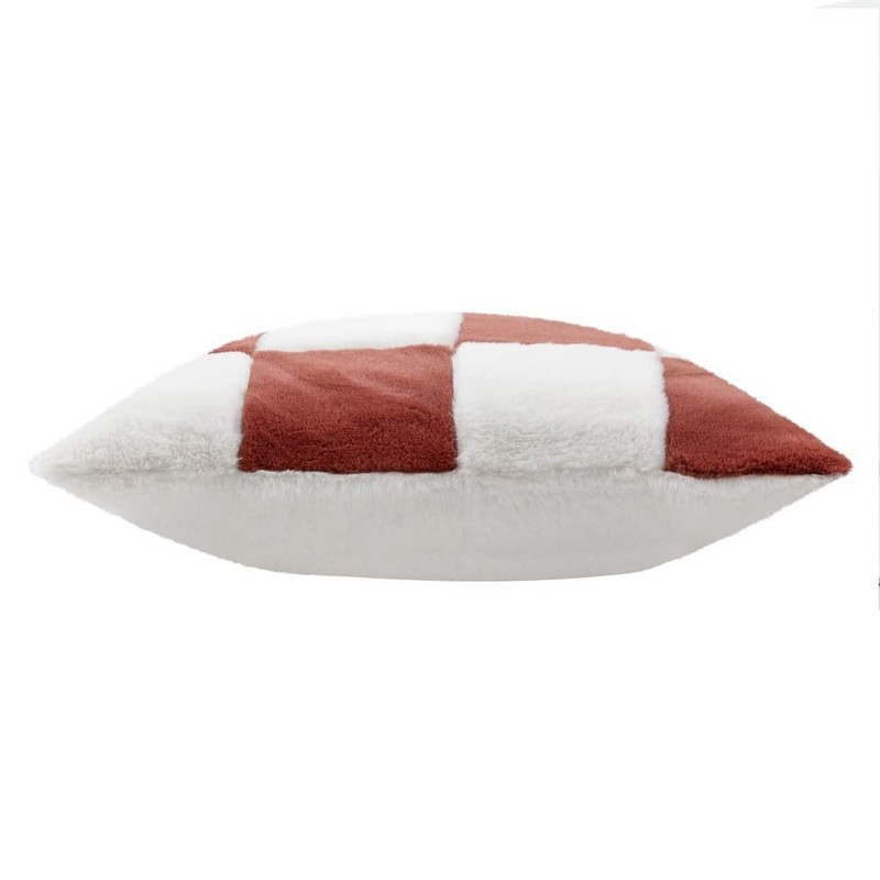 Heya Home Cozee Check Faux Fur Cushion Cover, Lilac