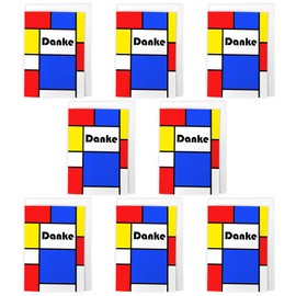 Artery8 Thank You Cards Pack of 8 - A6 Size - Mondrian Style Abstract Design - Blank Inside - With Envelopes - Modern German Thank You Notes for Events, Business, Weddings & Gifts