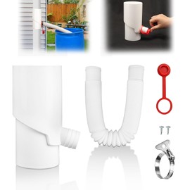 Rainwater Collection System, Rain Barrel Diverter Kit with 59" Expandable Hose for Diverting Water, 3.14" / 3.93" Circular Downspout Diverter for Rain Re-use in Lawn and Garden Watering (8cm/3.14in)