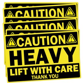 4x6inch Larger Caution Heavy Shipping Stickers 100pcs Yellow Heavy Lift with Care Warning Labels Heavy Special Handling Warehouse Pallet Label for Shipping and Packing (4x6)