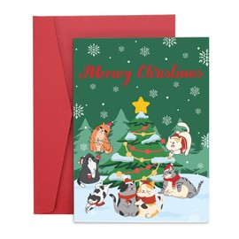Meowy Christmas Card, Cat Christmas Cards, Christmas Cat Gifts for Cat Lover, Christmas Cat Cards, Christmas Stocking Stuffers for Cat Mom Cat Owners, Cat Mom Gifts for Christmas, Xmas Gifts for Cat
