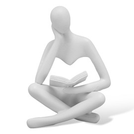 Sitting Figure, Abstract Sculpture of a Thinking Person on a Bookshelf, Reading Woman, Figure Decoration for Shelf, Sculpture, Modern Home Decoration for Bookshelf, Sculptures and Figures Modern