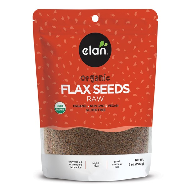 ELAN Organic Flax Seed, Non-GMO, Vegan, Gluten-Free, Kosher, 275g