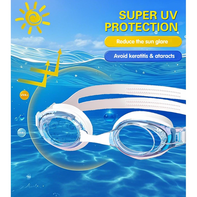 ProudDemon Swimming Goggles with Multicolour Mirrored Pink Frame UV Protection