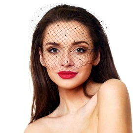 Black Veil for Woman 1920s Fascinator Mesh Veil Headband Women Bridal Wedding Tea Party Fascinator Women Headband for Wedding Funeral Tea Party Accessories