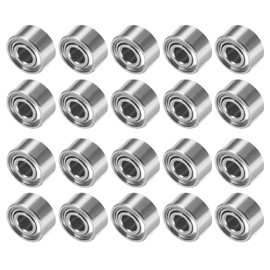 QUARKZMAN 2 x 5 x 2.5 mm MR52ZZ Bearings x 20 Pieces Double Shielded Miniature Chrome Steel Ball Bearings for Micro Motor and Office Equipment, Silver Tone