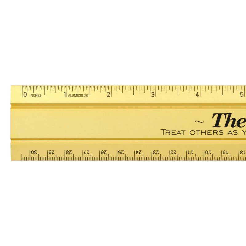 Alumicolor The Golden Rule Aluminum Office Ruler, 12IN, Gold