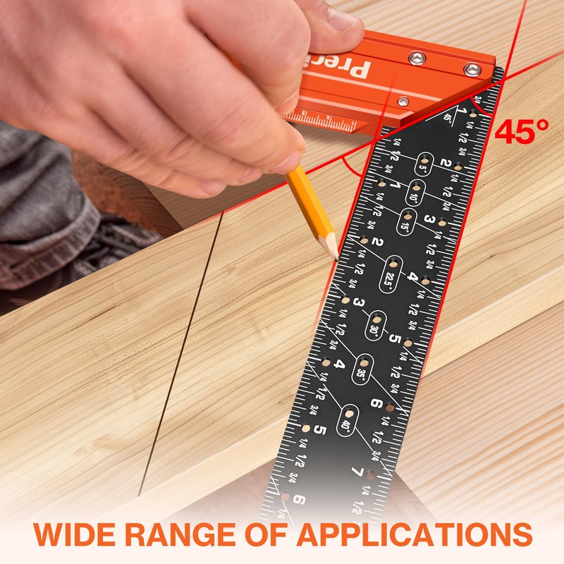 Preciva 12” Carpenter Square Ruler - Aluminum Alloy Framing Square,