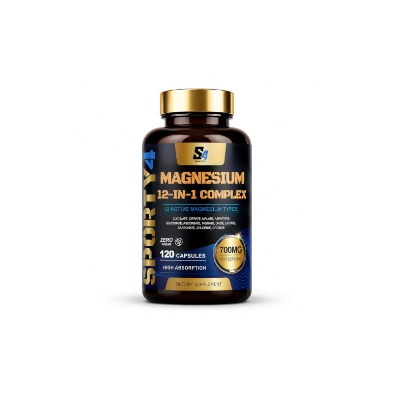Magnesium 12-in-1 Complex, 700mg with Magnesium Glycinate, Citrate, Malate, Oxide,