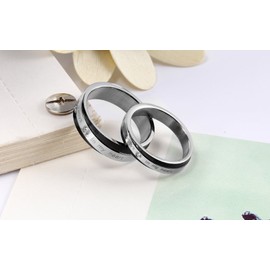 JewelryWe Couples Stainless Steel "You Are Always In My Heart" Mens Ladies Engagemetn Promise Ring Wedding Band (Women's Ring, Size L)