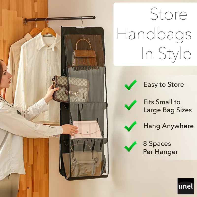 unel Hanging Handbag Storage Organiser (2 Pack), Each Hanger Holds