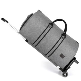 seyfocnia Rolling Garment Bag,Convertible Wheeled Garment Bag with Shoe Compartment for Travel Overnight Carry On Duffle Bag-Grey