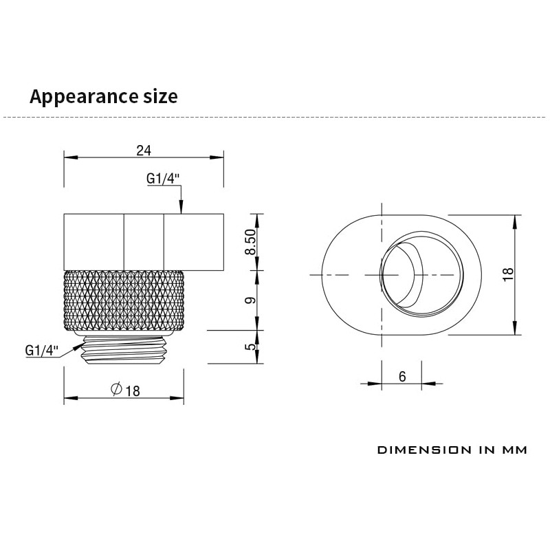 Barrow G1/4 Inch Offset Extension MF 14 Black
