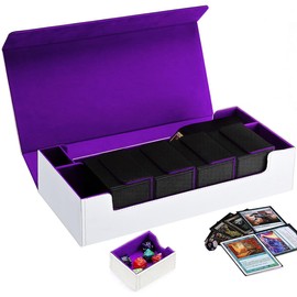Scimi Premium Trading Card Storage Box TCG Deck Case Holds 800+ Sleeved Cards for MTG, YuGiOh, Uno, TCG, Commander Cards, Sport Cards with Mat Case and Strong Magnet Closure （W&P）