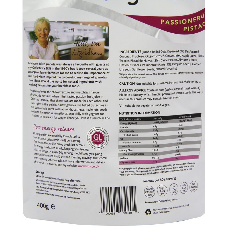 LIZI'S Granola Passionfruit Pistachio 400g (Pack of 3)