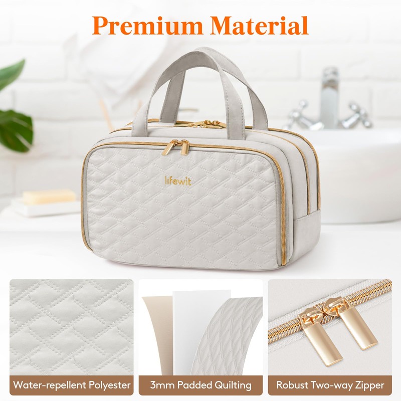 Lifewit Travel Toiletry Bag with Handle, Large Wide-Open Makeup Cosmetic