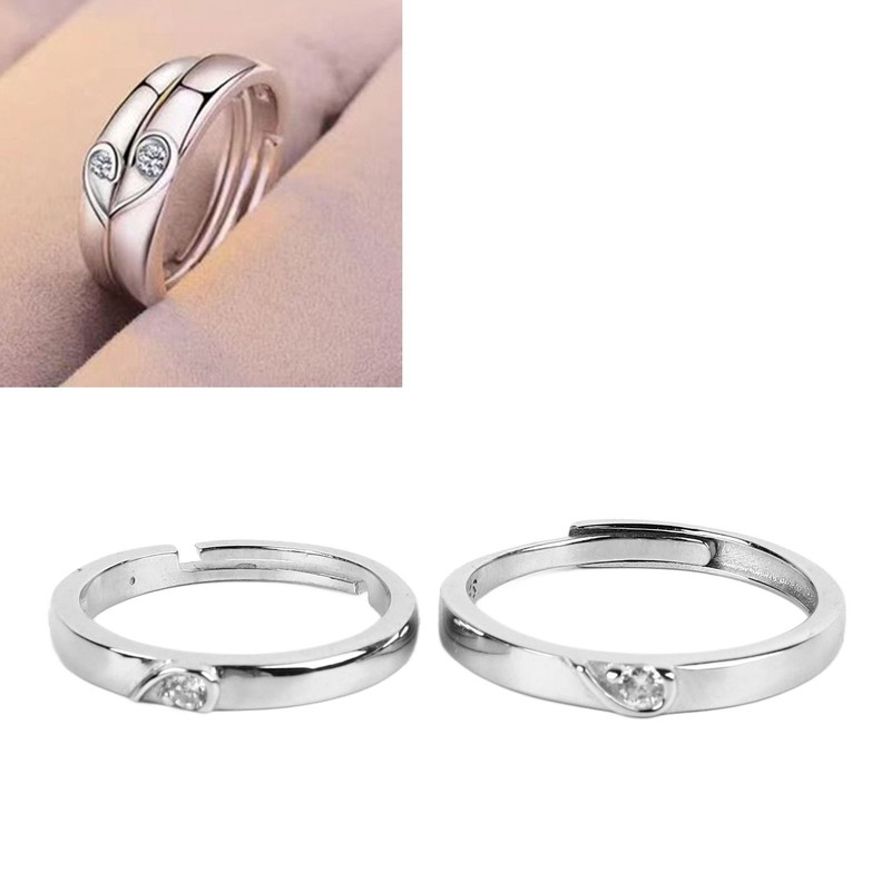 1 Pair Couple Rings Silver Men Women Finger Ring Accessory