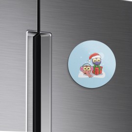 Unbranded Christmas Owls Animal | 4'' X 4'' Round Decorative Magnet