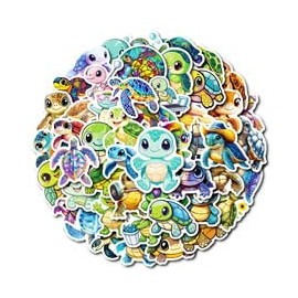 Hand Drawn Turtle Stickers for Water Bottle,50 PCS Sea Turtle Nordic Style Scrawl Stickers Pack for Guitar Suitcase Phone Luggage,Waterproof Vinyl Stickers for Teens Girls Children Party Favors
