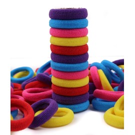 Mytoptrendz 100 Pieces Mini Hair Ties Mini Seamless Rainbow Colour Hair Bands Soft Elastics Ponytail Holders Hair Ties Pony Bands Girls Toddler Kids and Women Thin Hair (Rainbow Assorted)