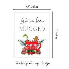 We've Been Mugged | 25 Pack | 8.5x11" inches Standard Paper Size | You've Been Mugged | Hot Cocoa Christmas Design Elfed Booed for Christmas Game