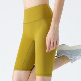 Women's Lightweight Mid-Thigh Yoga Biker Shorts Leggings Yellow/M