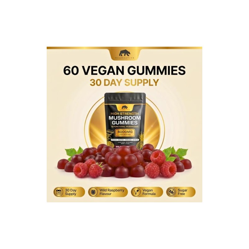 Mushroom Gummies 4000mg – 12 Functional Mushroom Complex with Lions