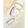 JIWOY Sterling Silver Rings/Princess-Cut Stackable Created Amethyst Ring/Eternity Rings for