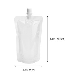 Luxshiny 50pcs Clear Drink Pouches 250ml Reusable Plastic Drinks Flasks Clear Drink Pouches Beverage Bags, Plastic Hip Flask for Parties, Picnic, Travel, Sports